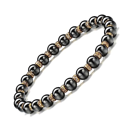 Apocalyptic-K Magnetarmband für Männer und Frauen，6/8MM，Magnetarmband mit Strasssteinen,Antistatisch， (Gold Strasssteinen,6MM) von Apocalyptic-K