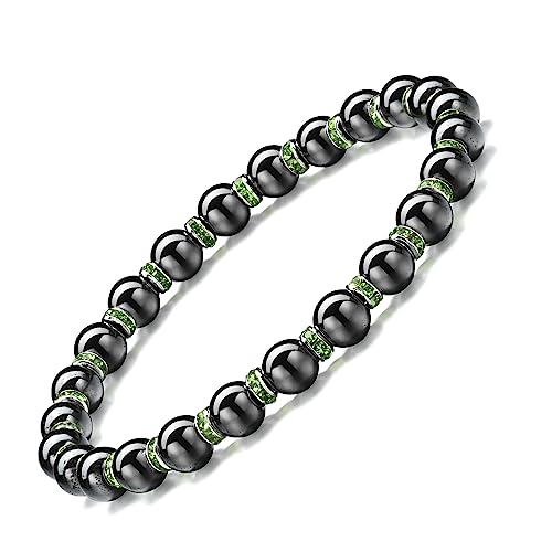 Apocalyptic-K Magnetarmband für Männer und Frauen，6/8MM，Magnetarmband mit Strasssteinen,Antistatisch， (Grün Strasssteinen,6MM) von Apocalyptic-K