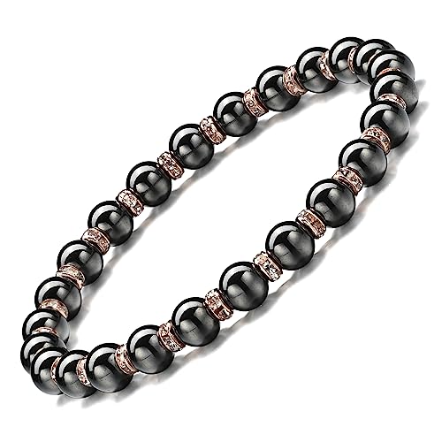 Apocalyptic-K Magnetarmband für Männer und Frauen，6/8MM，Magnetarmband mit Strasssteinen,Antistatisch， (Rose Gold Strasssteinen,6MM) von Apocalyptic-K