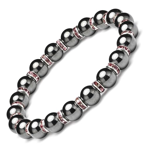 Apocalyptic-K Magnetarmband für Männer und Frauen，6/8MM，Magnetarmband mit Strasssteinen,Antistatisch， (violett Strasssteinen，8MM) von Apocalyptic-K