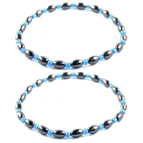Apocalyptic-K Magnetische Fußkettchen für Frauen, 2er-Pack, 6MM, antistatisch, (Blaues Katzenauge & Magnet Fußkettchen, 6MM) von Apocalyptic-K