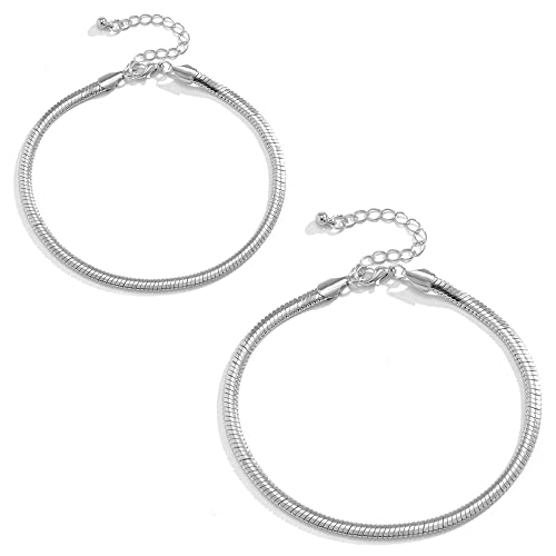 Apocalyptic-K Magnetische Fußkettchen für Frauen, 2er-Pack, 6MM, antistatisch, (Stahl-Fußkettchen, Flaches Schlangenknochen-Fußkettchen) von Apocalyptic-K