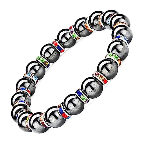 Apocalyptic-K Magnetarmband für Männer und Frauen，6/8MM，Magnetarmband mit Strasssteinen,Antistatisch， (Farbe Strasssteinen-8MM) von Apocalyptic-K