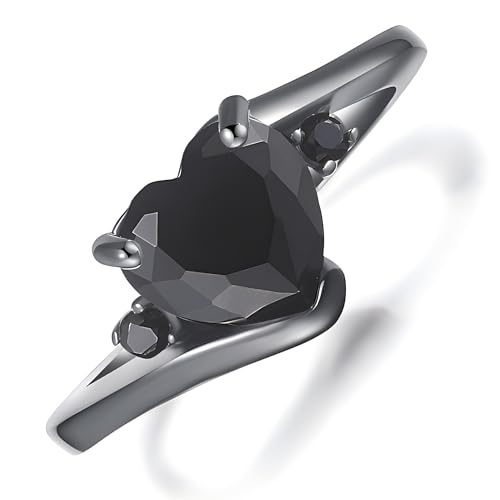 ®Zirkonia Ring für Frauen，Totenkopf-Ring，Ring Eingelegt Mit Würfelförmiger Zirkonia, Schmuckgeschenk, mit schöner Geschenkbox. (Einstellbare Größe, Schwarzes Gold Mit schwarzem Zirkonia besetzt) von Apocalyptic-K