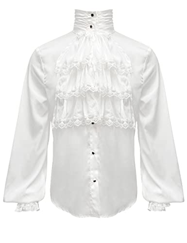 Apocrypha Herren Piratenhemd Vampir Renaissance Viktorianisch Mittelalter Gothic Hemd - Weiß - Medium von Apocrypha