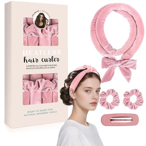 4 Stück Heatless Lockenwickler Set - Satin Lockenwickler Stirnband mit Lockenstab, Scrunchies & Clips, Perfekt für Heatless Locken auf langen & kurzen Haaren, Overnight Styling Tools für Frauen 4 Stück Heatless Lockenwickler Set - Satin Lockenwickler Stirnband mit Lockenstab, Scrunchies & Clips, Perfekt für Heatless Locken auf langen & kurzen Haaren, Overnight Styling Tools für Frauen von ApollOptimum
