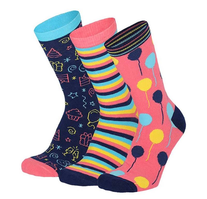 Apollo Socken GEBURTSTAG (3-Paar) originell verpackt in einer Geschenk-Box im Tortenstückdesign (3 Paar) von Apollo