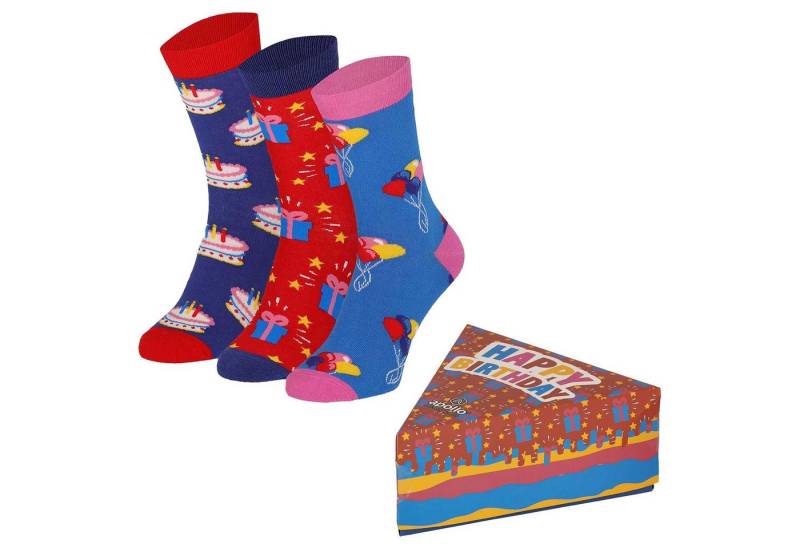 Apollo Socken GEBURTSTAG (3-Paar) 3 Paar, verpackt in einer Geschenk-Box im Tortenstück-Design von Apollo