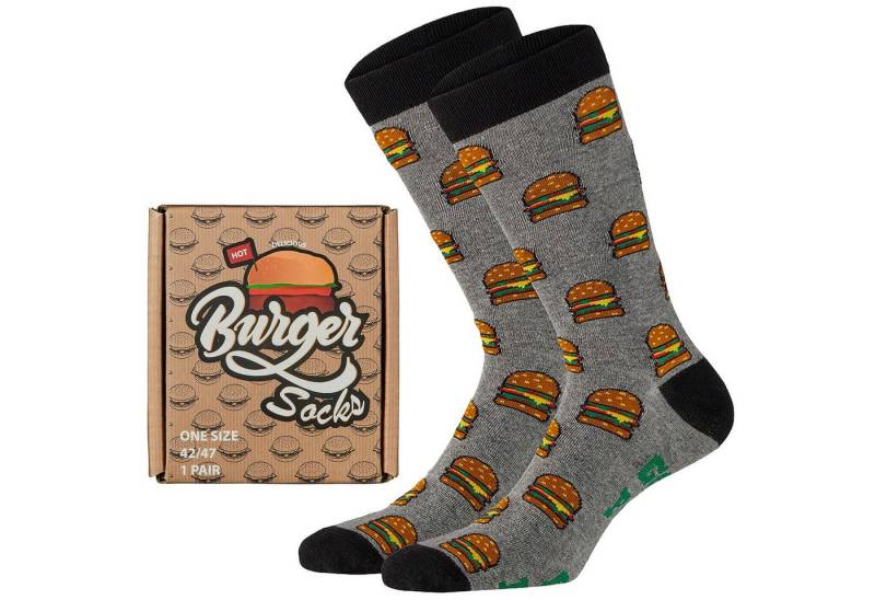 Apollo Socken HAMBURGER verpackt in einer Hamburger-Schachtel von Apollo