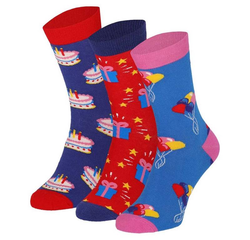 Apollo Socken HAPPY BIRTHDAY CELEBRATION (3-Paar) originell verpackt im Tortenstück- oder Bonbondesign (3 Paar) von Apollo