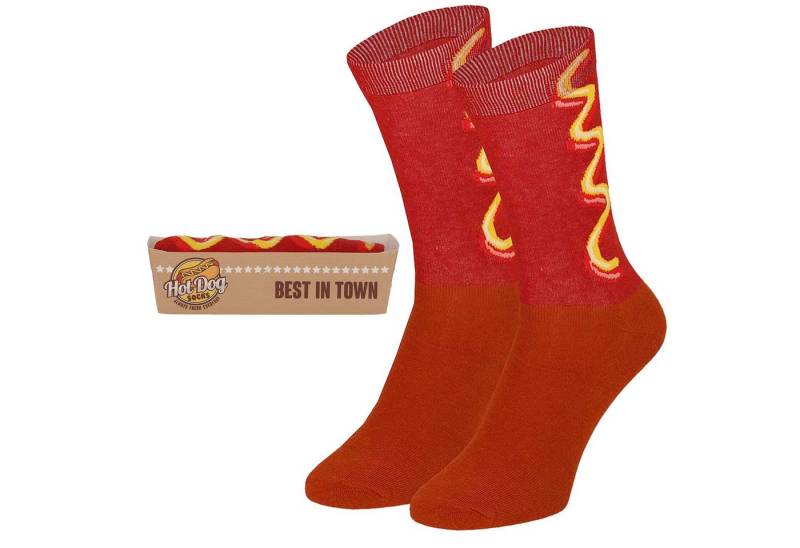 Apollo Socken HOTDOG originell verpackt in einer Hotdog-Box von Apollo