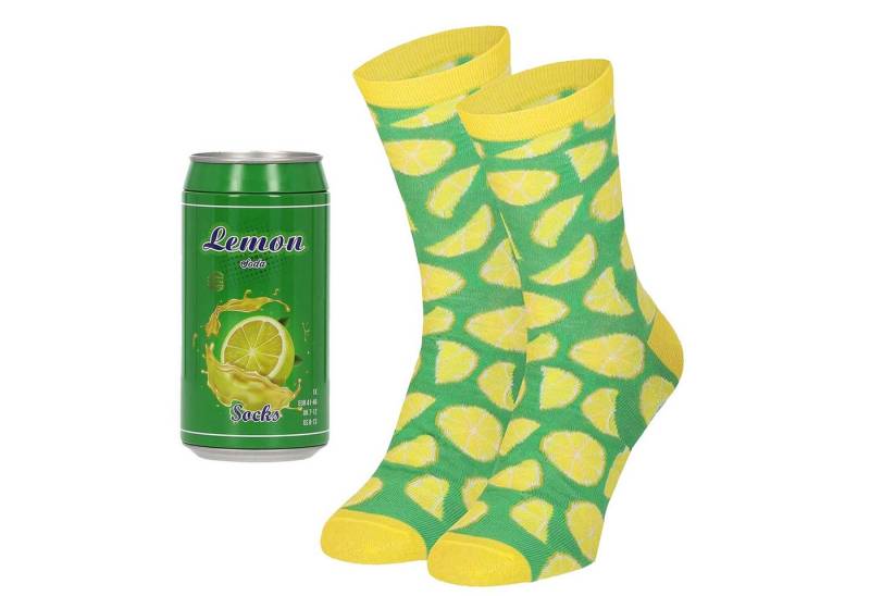 Apollo Socken LIMONADE SOCKEN in der GESCHENK-DOSE (1-Paar) originell verpackt in einer Getränkedose von Apollo