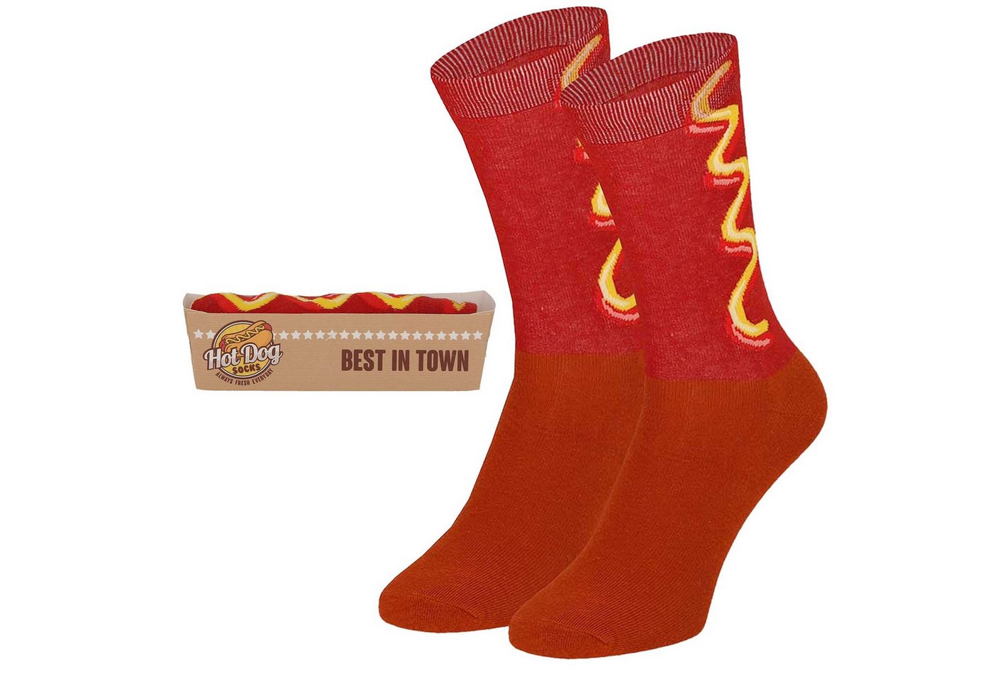 Apollo Socken Party Socken (1-Paar) originell verpackt in einer Hotdog-Box von Apollo