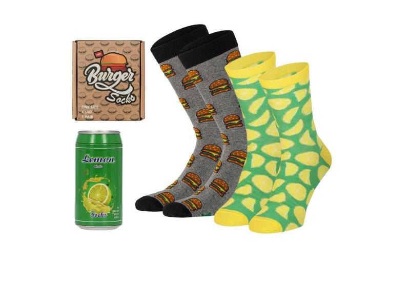 Apollo Socken FAST FOOD in origineller Verpackung in Größe 41/46 (2-Paar) originell verpackt, Doppelpack Socken-Menü, Geburtstag, Vatertag von Apollo