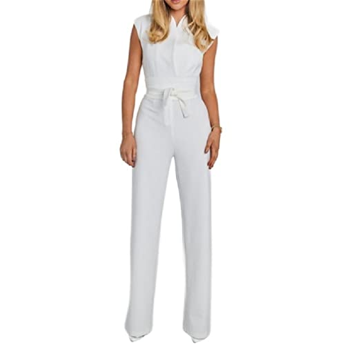 Apooke Damen Strampler Mit Gürtel Und Weitem Bein Einfarbig Strampler Sommer Damen Lockere Strampler Overalls Weiblich Lässige Overalls Frauen Einfarbig Strampler Weiblich Lässig Jumpsuits von Apooke