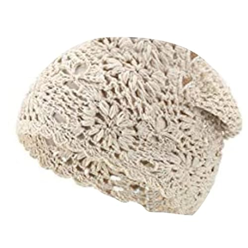 Apooke Frauen Baumwolle Häkeln Slouchy Beanie Hut Handgemachte Weiche Strick Leichte Sommer Hüte Ausschnitt Floral Schädel Kappe 4 Farbe Häkeln Slouchy Beanie Hut Handgemachte Strick von Apooke