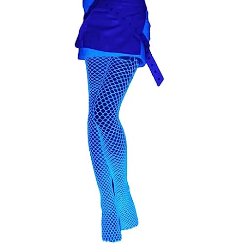 Apooke Frauen Glow In The Dark Fishnet Strümpfe Leggings Leuchtende Leuchtende Fischnetz Socken Strumpfhosen Hohe Taille Weiß Fischnetz Strumpfhose Glow In The Dark Fischnetz Strümpfe Leggings von Apooke