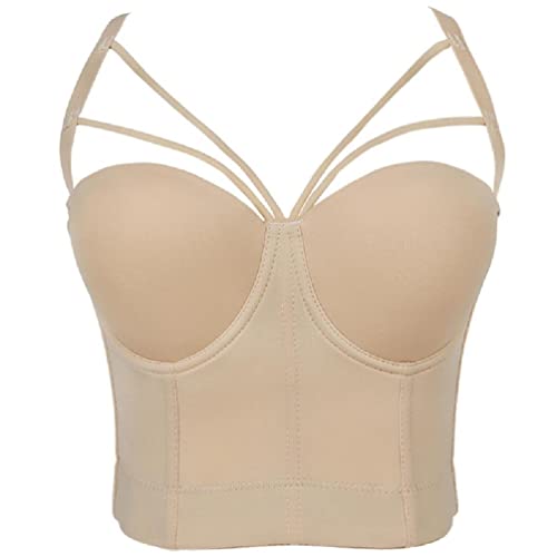 Apooke Frauen Sommer Spaghetti Strap Busiter Crop Top AushöHlen Riemchen Einfarbig Push Up BüGel Korsetts Leibchen Clubwear Frauen Leibchen Tanks Mit Regal BHS von Apooke