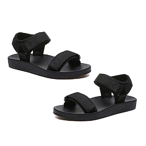 Frauen Sommer Sport Sandalen Gummi Flache Unterseite Outdoor Wandern Casual Strand Schuhe, Schwarz , 40 EU von Apooke