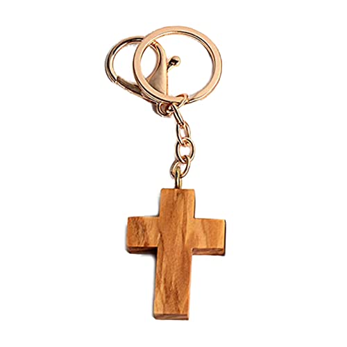 Holzkreuz Schlüsselanhänger Gravur Schlüsselanhänger Religion Schmuck Schlüssel Ketten Holzmaterial Geschenk für Freund Frauen Männer Holz Kreuz Schlüsselanhänger von Apooke