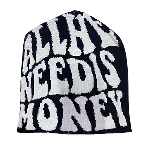 Y2K Beanies Grunge Beanie Skullies Beanie Slouchy Beanie StrickmüTze MüTze Grafik Beanie Damen Skull Cap Need is Money Skullies Beanie von Apooke