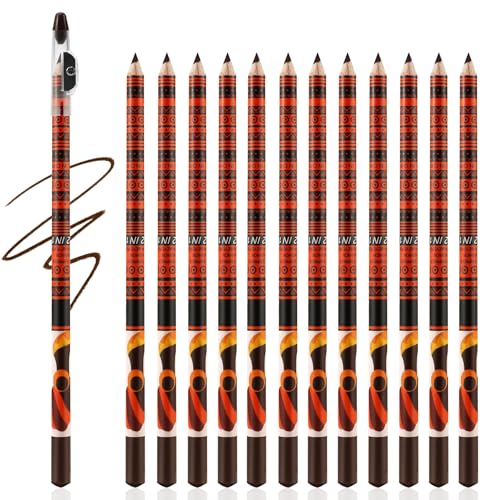 Apooliy 12 Stück Augenbrauenstift Set,Wasserfester Augenbrauenstift Eyeliner Makeup Stift,Natürliche Augenbrauen kreieren,Lang anhaltender Brauenstift,Weiche Textur von Apooliy