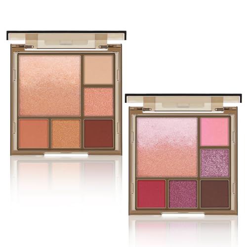 Apooliy 2pcs Schimmer & Matte Lidschatten Palette,Langanhaltender Creme-Lidschatten,wasserfester Lidschatten-Puder,hochpigmentiert,6-Farben-Lidschatten-Palette,einfache Anwendung, schweißbeständig von Apooliy