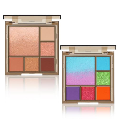 Apooliy 2pcs Schimmer & Matte Lidschatten Palette,Langanhaltender Creme-Lidschatten,wasserfester Lidschatten-Puder,hochpigmentiert,6-Farben-Lidschatten-Palette,einfache Anwendung, schweißbeständig von Apooliy