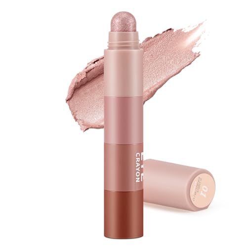 Apooliy 4 Farben Lidschattenstift, Perlmutt feiner Glitter Lidschatten-Stick, Cremiger Nude Lidschattenstift, Gesicht & Augen Textmarker-Stift, Hochpigmentierter Lidschattenstift von Apooliy