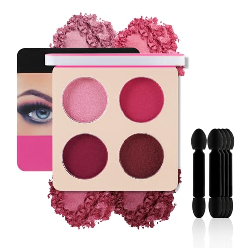 Apooliy 4 Farben Matte Lidschattenpalette mit 5 Lidschattenapplikatoren, hochpigmentiert, Colorstay Augen-Makeup, wasserfester Lidschatten mit langer Haltbarkeit bis zu 24 Stunden von Apooliy
