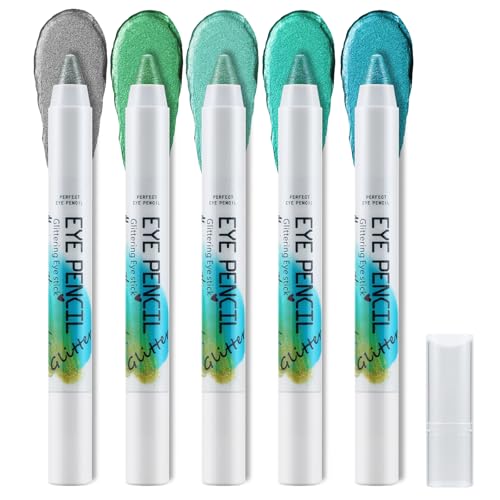 Apooliy 5 Farben Lidschatten-Stift Set,Metallisch schimmernder Creme-Lidschatten,wasserfester & langanhaltender Lidschatten-Stift von Apooliy