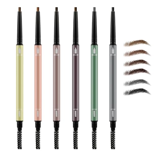 Apooliy 6 Stück wasserfeste Augenbrauenstifte mit Pinsel, langanhaltender Brauenstift, Brow Definer, kreiert mühelos natürlich aussehende Augenbrauen von Apooliy