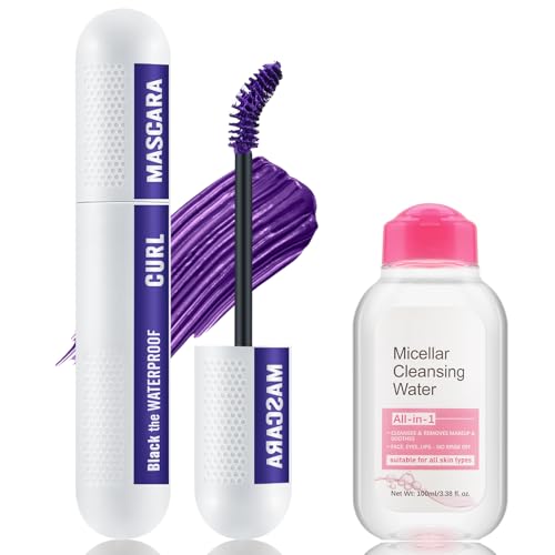 Apooliy Buntes Set aus Mascara und Make-up-Entferner,Verschmutzungssichere schwarze Wimperntusche,Blau Lila Lang anhaltend Charmant Voluminös Apooliy Buntes Set aus Mascara und Make-up-Entferner,Verschmutzungssichere schwarze Wimperntusche,Blau Lila Lang anhaltend Charmant Voluminös von Apooliy