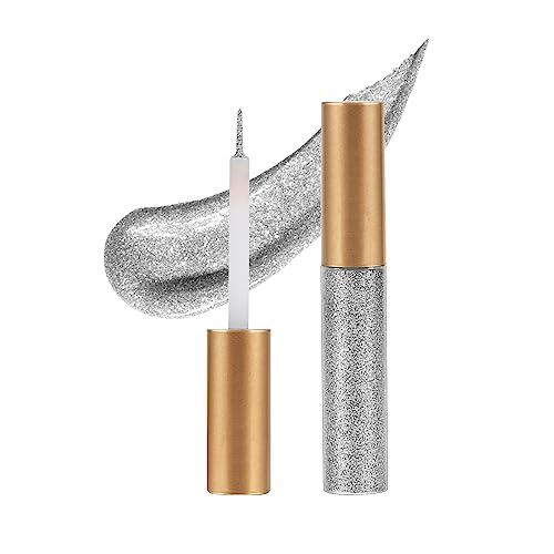 Apooliy Flüssiger Glitter Eyeliner, Metallisch schimmernder, lang anhaltender Lidschatten mit funkelndem, intensivem, buntem Gel-Liner-Stift von Apooliy