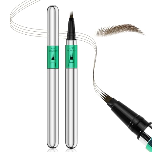 Apooliy Microblading Augenbrauenstift,wasserfester Augenbrauenstift Micro 4 Point Brow Pen, Augenbrauen-Makeup-Stift für Frauen,um mühelos Haare wie natürliche Augenbrauen zu kreieren,lang anhaltend von Apooliy