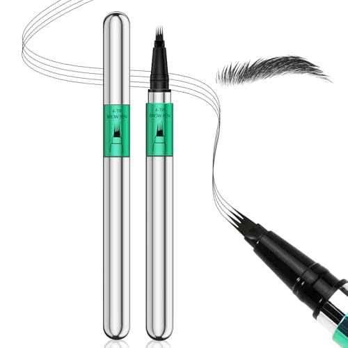 Apooliy Microblading Augenbrauenstift,wasserfester Augenbrauenstift Micro 4 Point Brow Pen, Augenbrauen-Makeup-Stift für Frauen,um mühelos Haare wie natürliche Augenbrauen zu kreieren,lang anhaltend von Apooliy