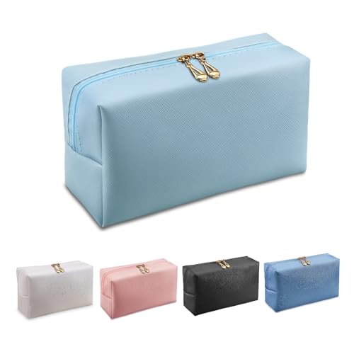 Apooliy Reiseschminktasche für Geldbeutel,PU Leder wasserdichte Kosmetiktasche，Portable Make up Tasche mit Reißverschluss，Weit offenes Kosmetiktäschchen von Apooliy