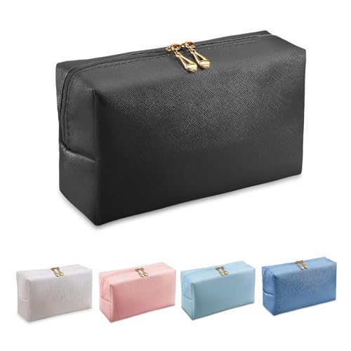 Apooliy Reiseschminktasche für Geldbeutel,PU Leder wasserdichte Kosmetiktasche，Portable Make up Tasche mit Reißverschluss，Weit offenes Kosmetiktäschchen von Apooliy