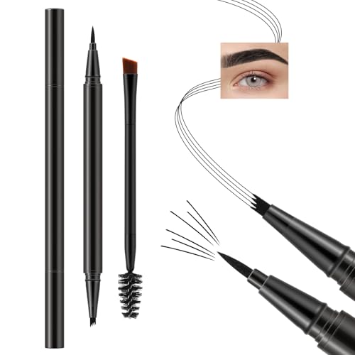 Apooliy Wasserfester Augenbrauenstift, 4-Gabel Microblading Augenbrauenstift, 2-in-1 Augenbrauenstift für Frauen, Augenbrauendefinierer,Langanhaltender Augenbrauen-Makeup-Stift von Apooliy