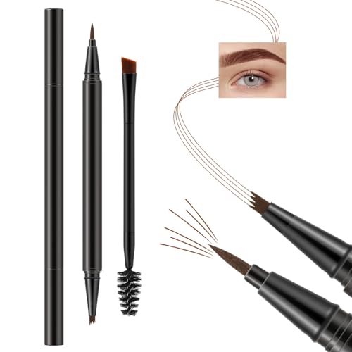 Apooliy Wasserfester Augenbrauenstift, 4-Gabel Microblading Augenbrauenstift, 2-in-1 Augenbrauenstift für Frauen, Augenbrauendefinierer,Langanhaltender Augenbrauen-Makeup-Stift von Apooliy