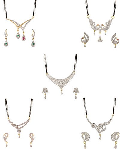 Aport Presents Damen Pride Collection Combo Von Fünf Designer American Diamond Mangalsutra #Aport-5289 von Aport Home
