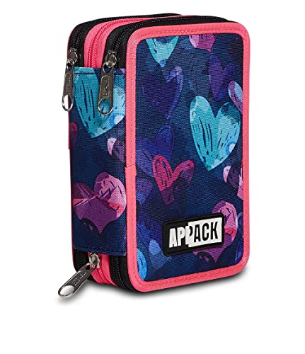 Appack 3 Zip Case, blau, komplett mit Bleistiften, Markern etc., Schule & Freizeit von Appack