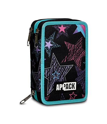 Appack 3 Zip Case, schwarz, komplett mit Bleistiften, Markern etc., Schule & Freizeit von Appack