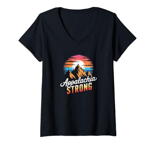 Damen Appalachia Stark Appalachia Stark T-Shirt mit V-Ausschnitt Damen Appalachia Stark Appalachia Stark T-Shirt mit V-Ausschnitt von Appalachia Strong North Carolina