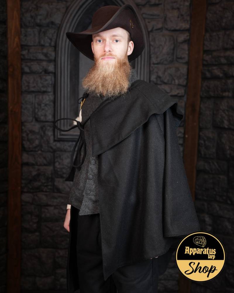 Diego Fechtcape Wolle Schwarz von ApparatusLarpShop