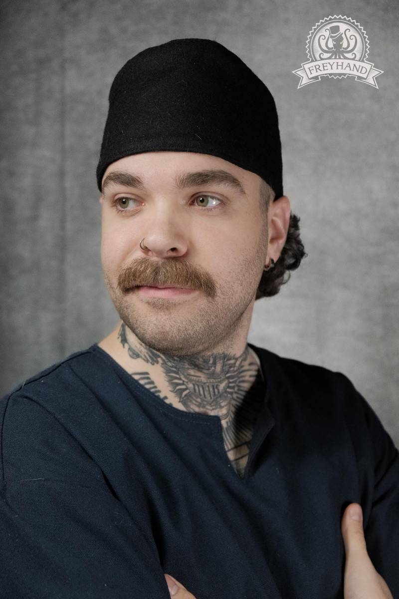 Torben Pillbox-Hut Kurz Wolle Schwarz-Schwarz von ApparatusLarpShop