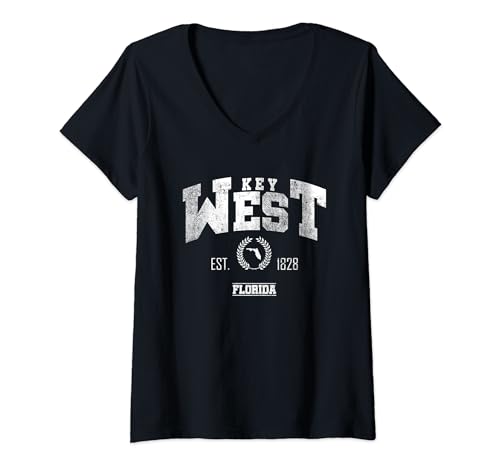 Damen Key West FL | Florida Throwback Sport T-Shirt mit V-Ausschnitt von Apparel Key West Souvenirs - Florida