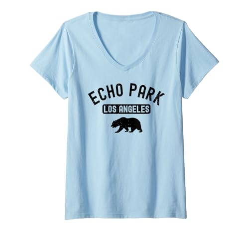 Damen Echo Park Los Angeles Kalifornien Silverlake DTLA Chinatown T-Shirt mit V-Ausschnitt von Apparel of California