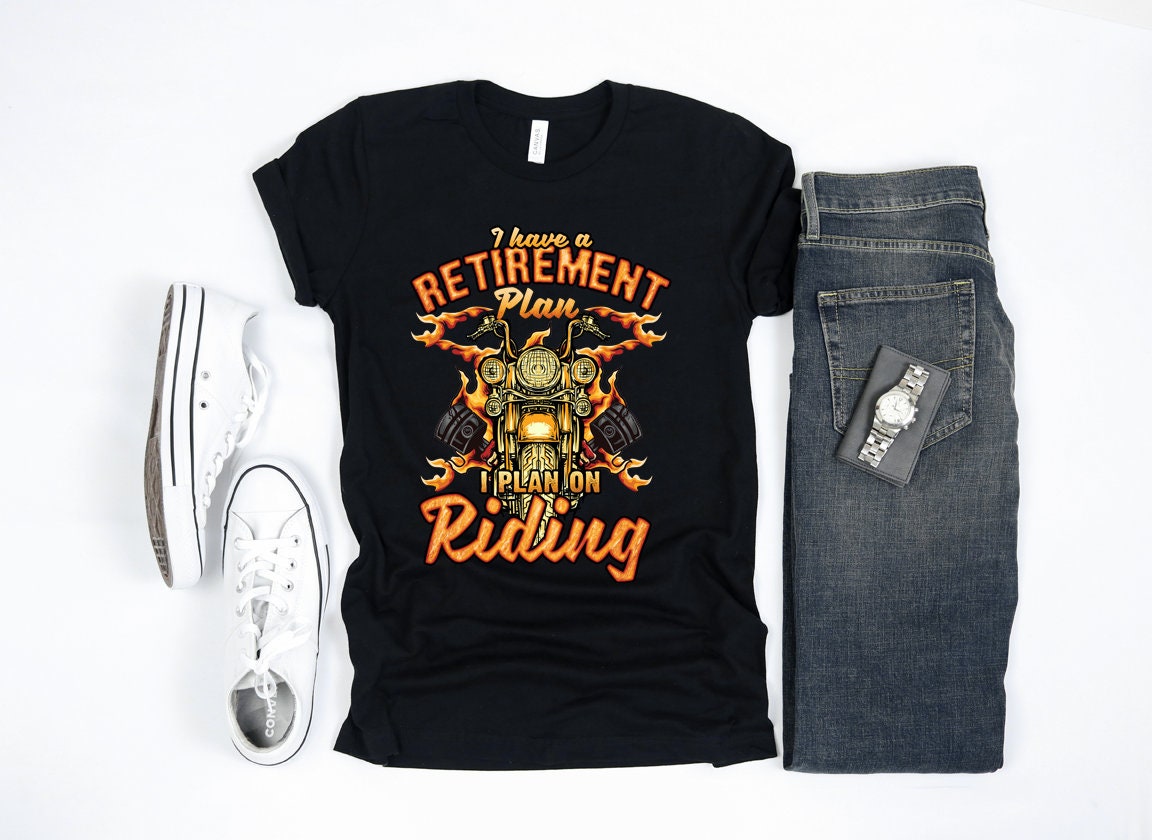 Ruhestandsplan Motorrad-T-Shirt - Bella + Canvas Unisex-T-Shirt Ruhestandsplan Motorrad-T-Shirt - Bella + Canvas Unisex-T-Shirt von ApparelSense