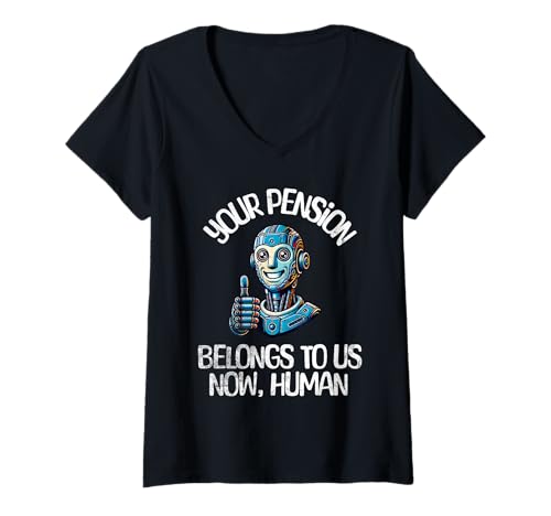 Damen Ruhestand Ihre Rente gehört uns jetzt menschliche KI T-Shirt mit V-Ausschnitt von Apparels For Retirement Workout